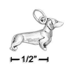 Sterling Silver 3D Antiqued Dachshund Charm