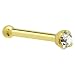Solid 14KT Yellow Gold 1.5mm Genuine Diamond Nose Bone - 20 Gauge