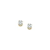 14K Yellow Gold 3 MM Aquamarine Children's Earring Studs