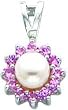 14K White Gold Pearl & Pink Sapphire Pendant Jewelry