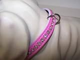 Omni Pet No.6087PK14 Leather Jewel Studded Pink Dog Collar 14in x 0.5in