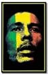 Bob Marley Face with Ragaee Stripes Blacklight Reactive Flocked Poster