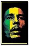Bob Marley Face with Ragaee Stripes Blacklight Reactive Flocked Poster