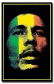 Bob Marley Face with Ragaee Stripes Blacklight Reactive Flocked Poster