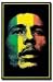 Bob Marley Face with Ragaee Stripes Blacklight Reactive Flocked Poster