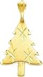 14K Gold Christmas Tree Charm Diamond-Cut