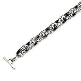 Sterling Silver Antiqued Gothic Bracelet - 9 Inch - Toggle - JewelryWeb