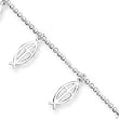 Sterling Silver Ichthus (Fish) Bead Bracelet - 7 inch