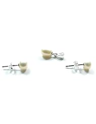 Matching White Freshwater Cultured Pearl Earrings & Pendant Set