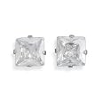 Square CZ Stud Earrings 316L Surgical Steel 8mm
