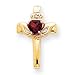 14k 6mm Heart Garnet AA Diamond Cross Pendant
