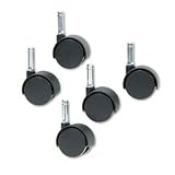Duet Caster, 2 Diameter Dual Wheels, K Stem, Hard Tread, Matte Black, 5/Set MAS64426