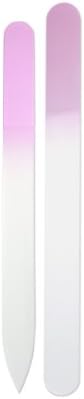 Genuine Czech Crystal Glass Manicure Pedicure Nail File Set of 2 Lavender 5.5" and 7.5" with Suede Cases