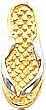 14K Two Tone Gold Flip Flop Stud Earrings Jewelry