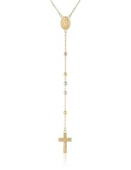Sterling Silver Tri-Colored Rosary Necklace, 16"