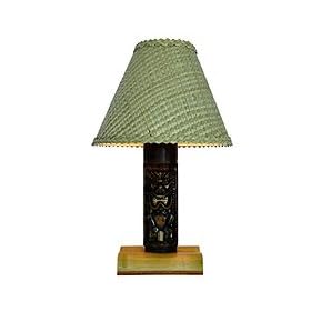Bamboo Lamp w/ Lauhala Shade - God of Money