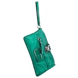 Women's Brooke Turquoise Synthetic Leather Clutch: Turquoise Synthetic Leather Clutch