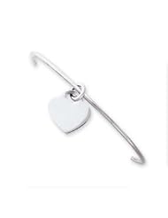 Sterling Silver 2mm Heart Cuff Bangle Bracelet QB131"