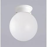 Westinghouse One-Light Flush Mount Ball and Collar Ceiling Fixture, White with White Globe #64228