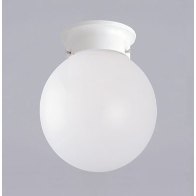 Westinghouse 64228 One-Light Flush Mount Ball and Collar Ceiling Fixture, White with White Globe