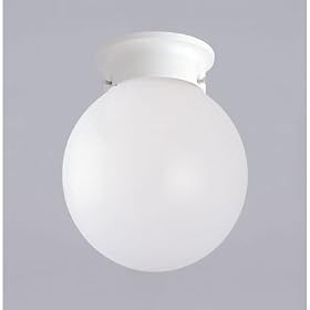 Westinghouse 64228 One-Light Flush Mount Ball and Collar Ceiling Fixture, White with White... by Westinghouse