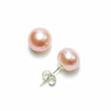 Bling Jewelry Sterling Silver 8-8.5mm Pink Freshwater Cultured Pearl Button Stud Earrings