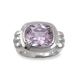 .925 Silver & Lavender Cushion Cut CZ Ring, Sizes 6-8