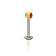 316L Surgical Stainless Steel Labret/Monroe with UV Rasta Striped Ball - 16G - 5/16" - 3mm Ball - Sold as a Pair