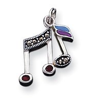 Buy Sterling Silver Marcasite Music Notes Charm made by JewelryWeb now!