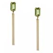 New 14KT Gold Square Bar Dangle Drop Earrings - Peridot