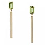 New 14KT Gold Square Bar Dangle Drop Earrings - Peridot