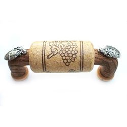 3" CTC Wine Cork Bin Pull - Wood - with Silver Barrels Accents