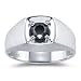 1.00 Ct Round AA Black Diamond Mens Ring in 14K White Gold {DIAMOND APPRAISAL INCLUDED}-10.5