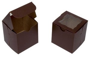 Golda's Kitchen Cake Box - 4 × 4 × 4 - Window - Matte Brown - 10 pack