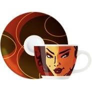 Espresso Coffee Mug and Saucer Set, My Little Darling, Dark Women's Face, Coffee Mug Set in Gift Box