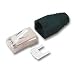 RJ45 Stecker Cat 6 - schwarz8P8C, geschirmt mit schwarzerKnickschutztülle und Einfädelkamm