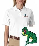 Women s polo shirt with embroidered image of: tyrannosaurus rex