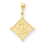 10k Diamond Shape Framed Initial B Charm