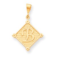 10k Diamond Shape Framed Initial B Charm