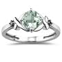 0.02 Cts Black Diamond & 0.67 Cts Green Amethyst Ring in 14K White Gold-7.0