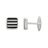 Inlaid Black Onyx and Mother of Pearl Cuff Links