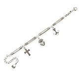 Oxidized Bracelet with Cross and Heart Charms