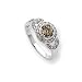 14k White Gold White and Champagne Diamond Ring