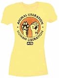 PETA - Animal Liberation - Yellow Women's / Girls Long Body T-Shirt (Girlie / Babydoll)