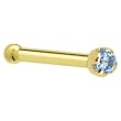 Solid 18KT Yellow Gold (December) 1.5mm Genuine Topaz Nose Bone - 20 Gauge