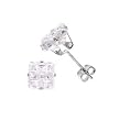 Sterling Silver Square Invisible CZ Earrings - Stamping - 7 mm