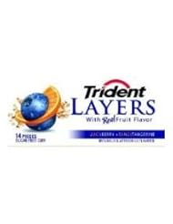 BISS: Trident Layer Juice Berry Plus Tangy Tangerine Gum - 14 pieces per pack -- 144 packs per case.