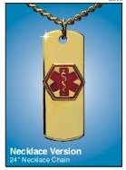 Gold Emerg Alert Medical Alert Emergency Id Necklace And Wallet Card - "diabetic" Picture