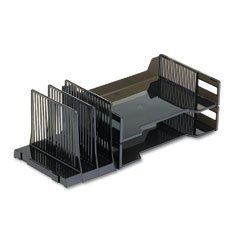 Rubbermaid 16173 Combination set desktop sorter/trays, smoke, 19-1/2w x 9d x 7h