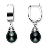 14k Gold, 9-10mm Black Tahitian Pearl Earring